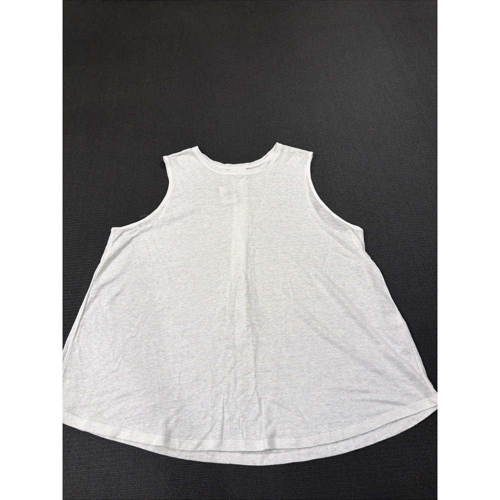 New J. Jill Pleated Back Love Linen Tank XL White
